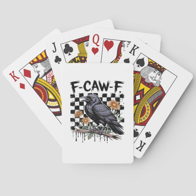 Crow Flowral, F-Caw-F Funny Bird FCAWF Moon Gothic Playing Cards (Back)