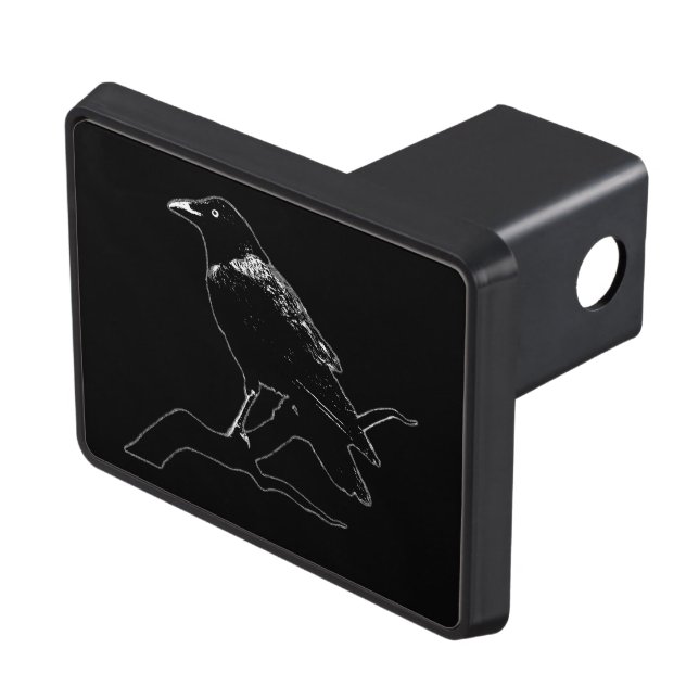 Crow (for dark backgrounds) trailer hitch cover (Top Right)