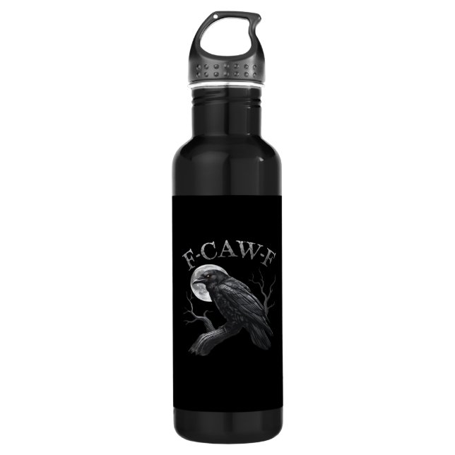 Crow Funny F-Caw-F Moon 710 Ml Water Bottle (Front)