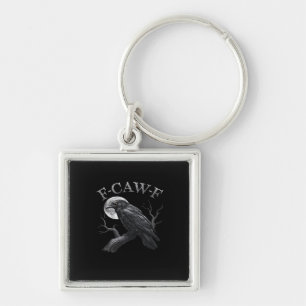 Crow Funny F-Caw-F Moon Keychain
