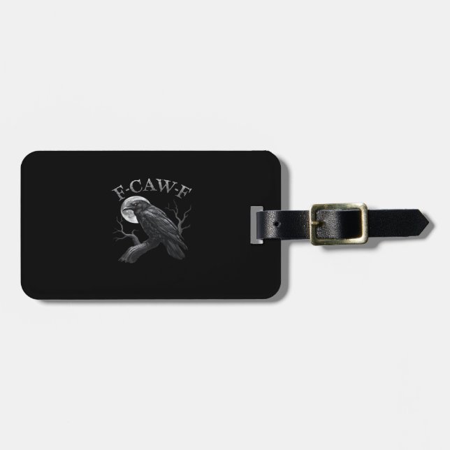 Crow Funny F-Caw-F Moon Luggage Tag (Front Horizontal)
