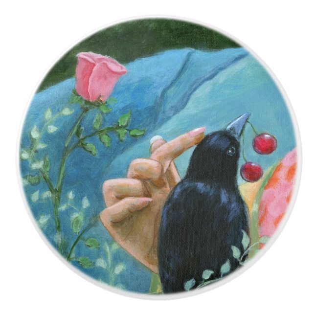 "Crow Gifts" Ceramic Knob (Front)