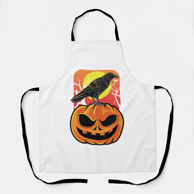 Crow Halloween Bird Watcher Gift Apron (Front)