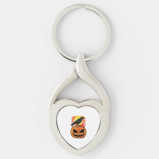 Crow Halloween Bird Watcher Gift Keychain (Front)
