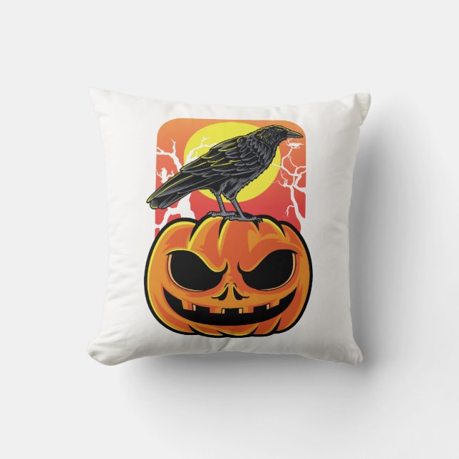 Crow Halloween Bird Watcher Gift Throw Pillow (Front)
