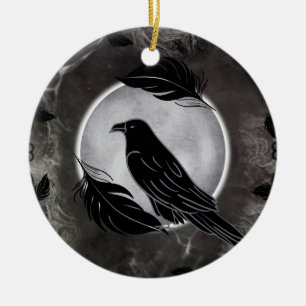 Crow Halloween Ceramic Ornament