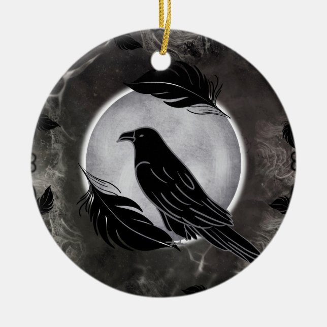 Crow Halloween Ceramic Ornament (Front)
