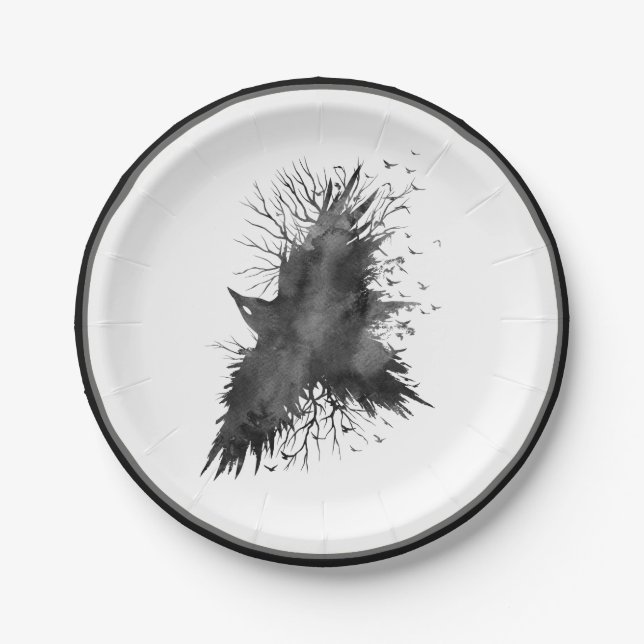 Crow Halloween Paper Plate (Front)