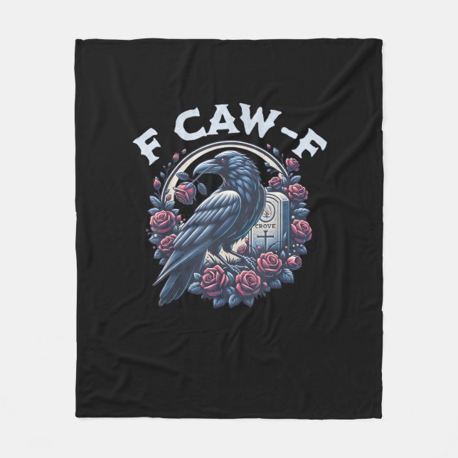 Crow Humorous F-Caw-F Graphic For Men Women Retro  Fleece Blanket (Front)