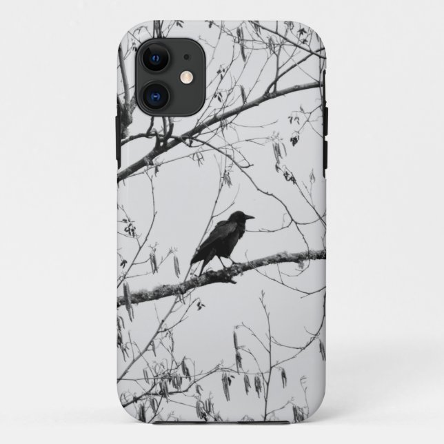 Crow in a Birch Tree Case-Mate iPhone Case (Back)