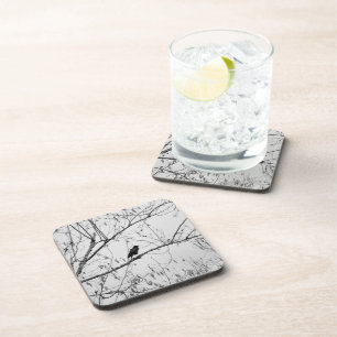 Crow in a Birch Tree Coaster