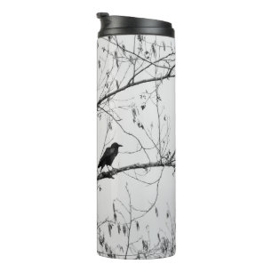 Crow in a Birch Tree Thermal Tumbler