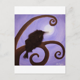 Crow in moonlight postcard