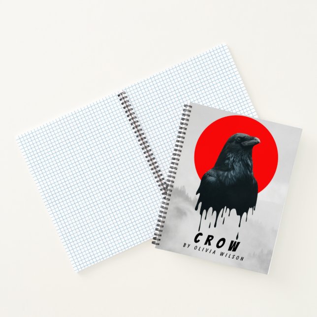 Crow in Red Sun – Dark Aesthetic Art Print Notebook (Inside)