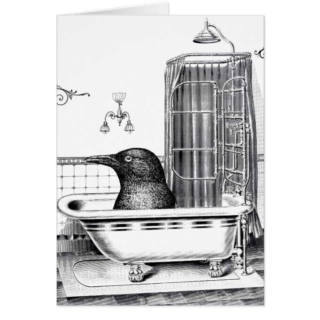 Crow in Vintage Bath Tub (Front)