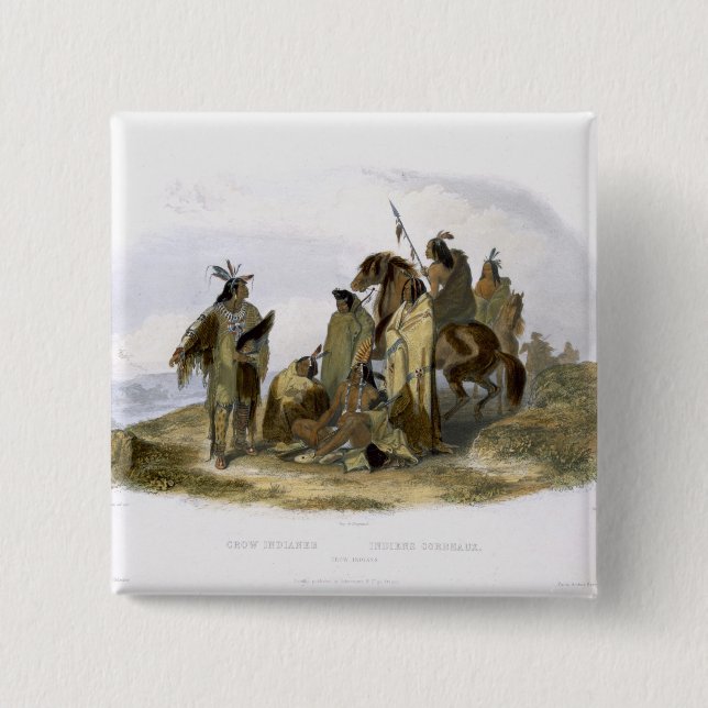 Crow Indians, plate 13 from volume 1 of `Travels i 2 Inch Square Button (Front)