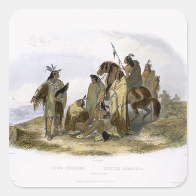 Crow Indians, plate 13 from volume 1 of `Travels i Square Sticker (Front)