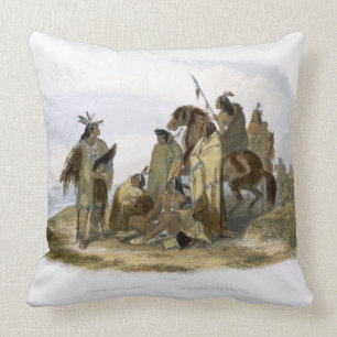 Crow Indians, plate 13 from volume 1 of `Travels i Throw Pillow
