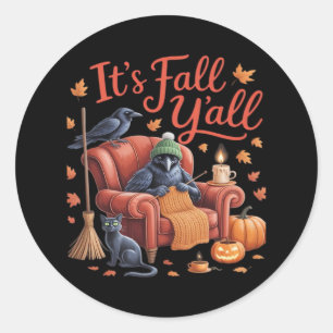 Crow It’s Fall Y’all Pumpkins Fall Autumn Hallowee Classic Round Sticker