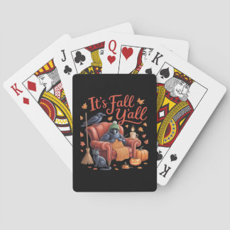 Crow It’s Fall Y’all Pumpkins Fall Autumn Hallowee Playing Cards