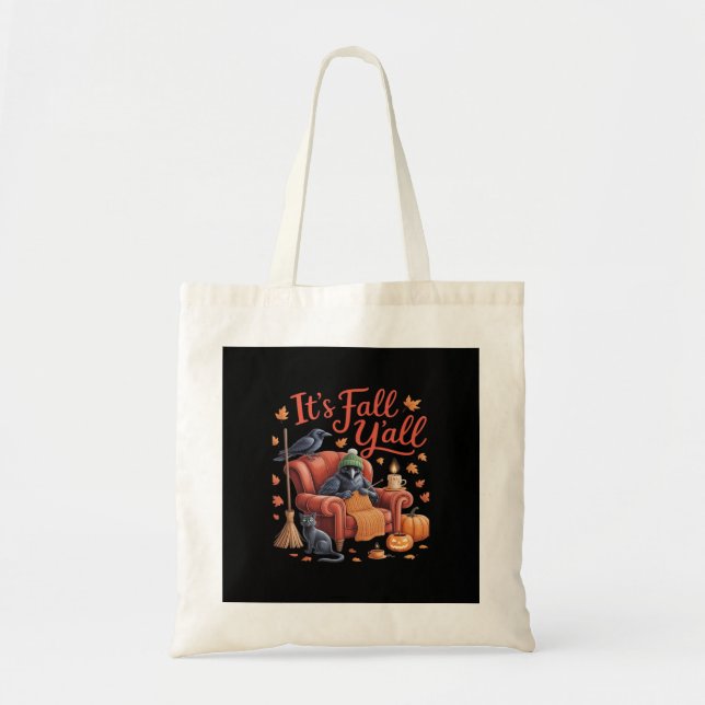 Crow It’s Fall Y’all Pumpkins Fall Autumn Hallowee Tote Bag (Front)