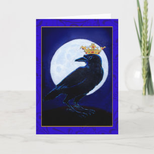 Crow King or Queen with Moon, Crown greeting card