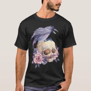 Crow Line Art Crows Raven Bird Ornithologist Birdw T-Shirt
