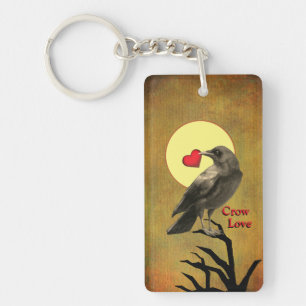 Crow Love Double-Sided, Customizable Keychain