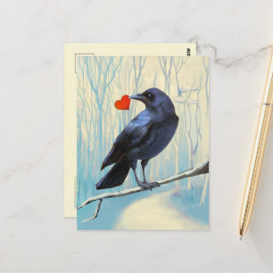 Crow Love Pastel Postcard