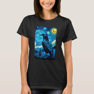 Crow Lover Raven Starry Night Style Painting, Van  T-Shirt