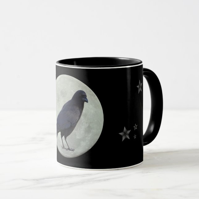 Crow, Moon and Stars Mug (Front Right)