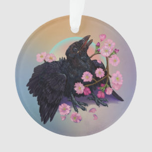 Crow naissant avec fleurs de pomme