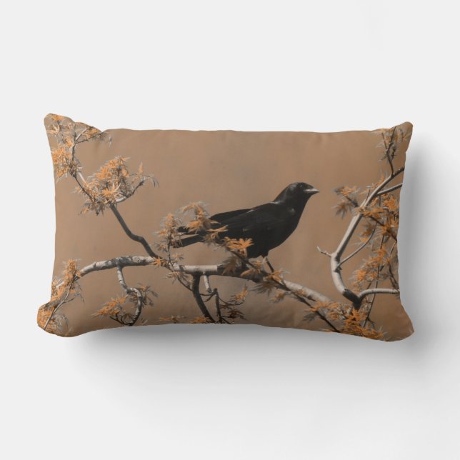 Crow Of Spring Throw Pillow (Front)