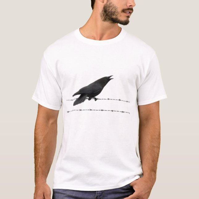 Crow on Barbed Wire T-Shirt (Front)