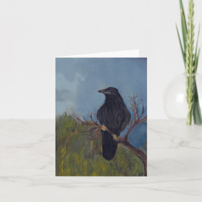 Crow on Branch Blank Notecard (Front)