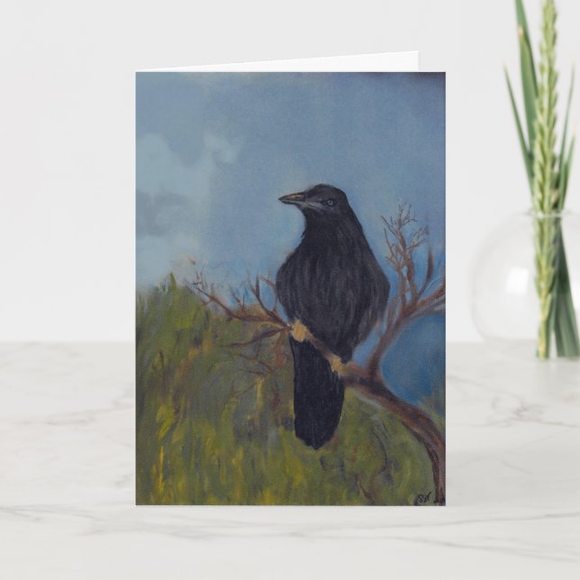 Crow on Branch Greeting Card (Front)
