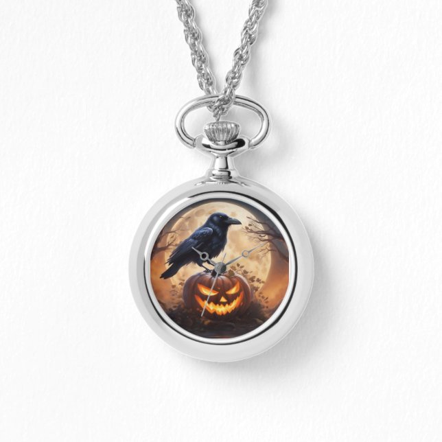 Crow on Jack-o-Lantern Watch (Front)