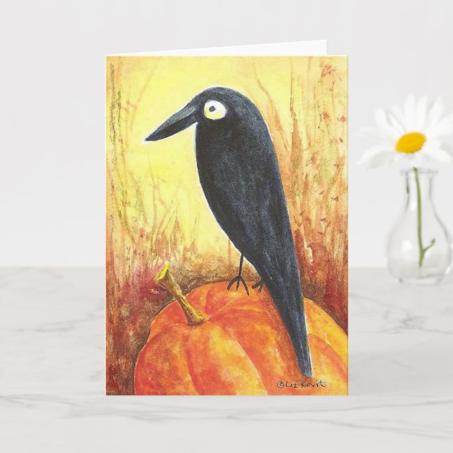 Crow on Pumpkin Card  (Small Plant)