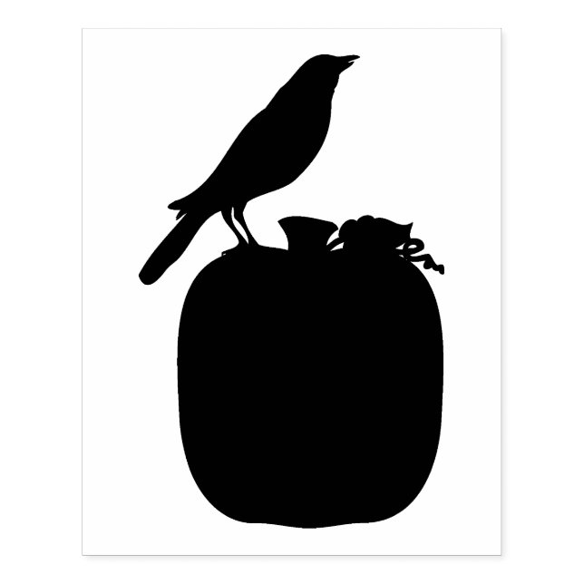 Crow on Pumpkin Halloween 4" x 5" Rubber Stamp (Imprint)