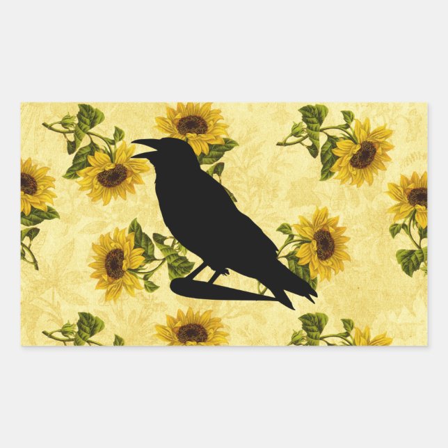 Crow on Sunflowers Sticker (Front)