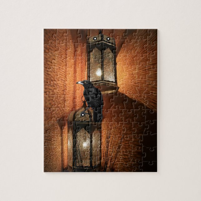 Crow On The Night Lantern Jigsaw Puzzle (Vertical)