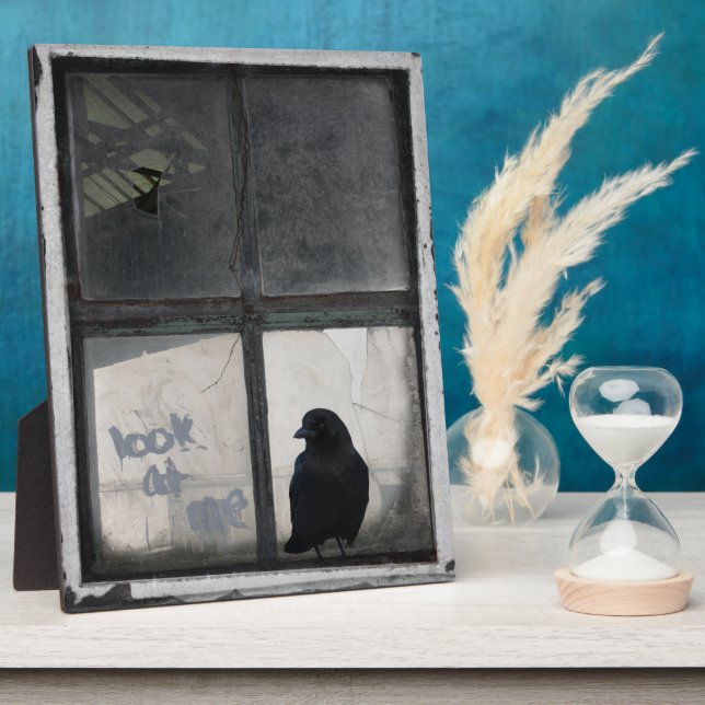 Crow Outside The Old Window Plaque (Side)