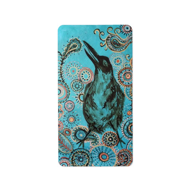 crow painting on blue label (Front)