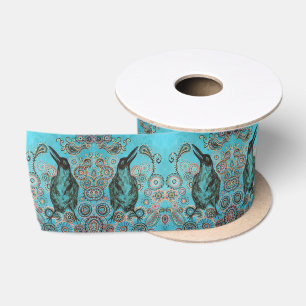 crow painting satin ribbon
