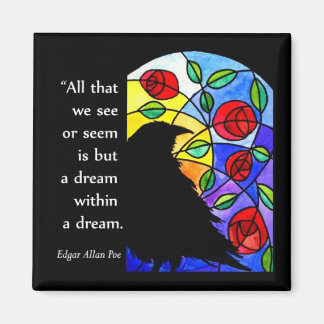 Crow par fenêtre avec Roses - Aimant