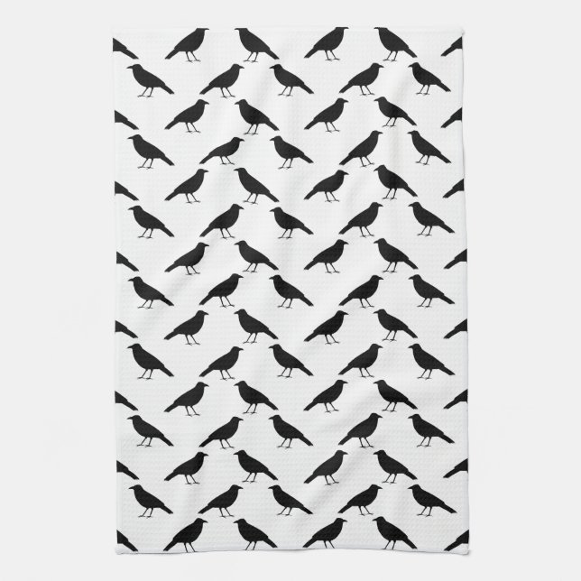 Crow Pattern. Kitchen Towel (Vertical)