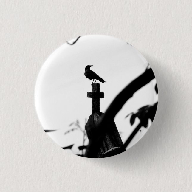 Crow Perch 1 Inch Round Button (Front)