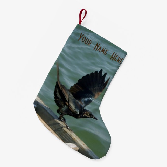 Crow Personalized Small Christmas Stocking (Front (Hanging))