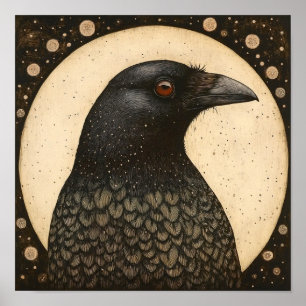 Crow Portrait Abstract Painting Poster