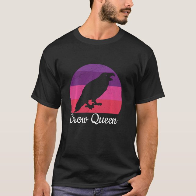 Crow Queen Black Raven Bird Birding Birdwatching T-Shirt (Front)